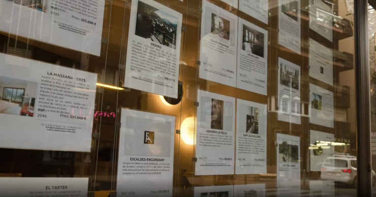 Anuncis d'habitatges en una immobiliària.